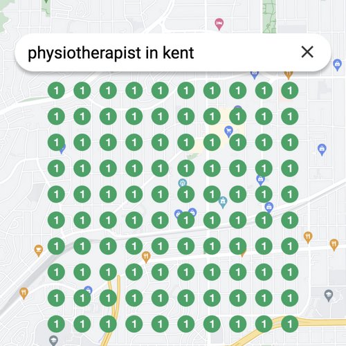 Ranking #1 as an physiotherapist on Google Maps in Kent