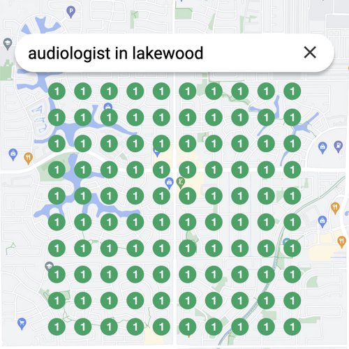 Ranking #1 as an audiologist in Lakewood on Google Maps