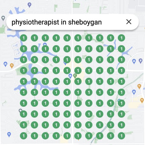 Ranking #1 as an physiotherapist on Google Maps in Sheboygan